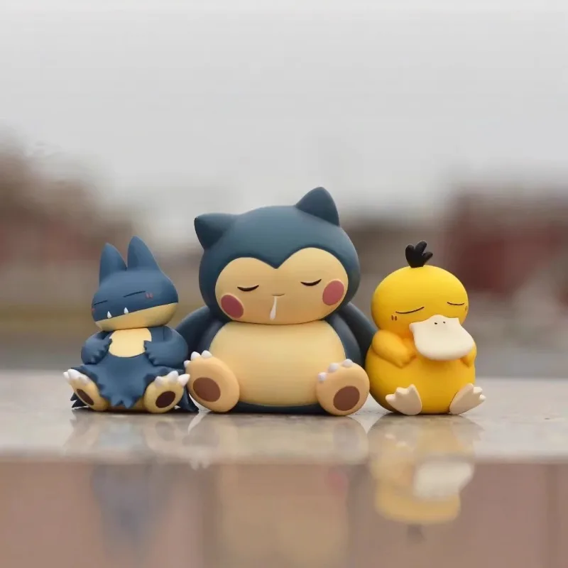 Pikachu Cute Psyduck Snorlax Gonbe Sleeping Action Figure Model Home Desktop Decorations Fans Collect Gifts Toys