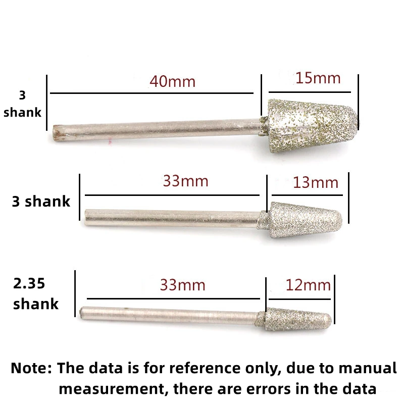 2.35/3mm Shank 0.8/1/1.5/2/3/4/5/6/8/10mm Grinding Head Bullet Mount Bit Jade Metal Deburring Polishing Tool Accessories