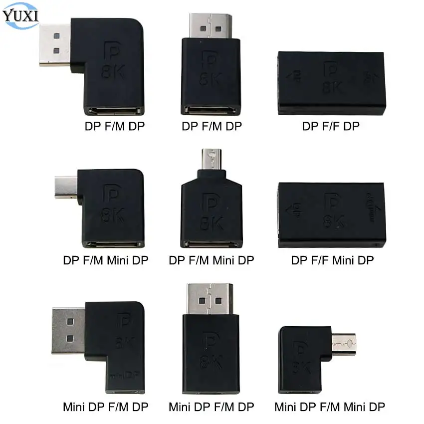 YuXi Displayport 1.4V To Mini DP Adapter Right Angled DP 8k/60Hz 4k 2K/165Hz 90 Degree Angle Displayport 1.4 Converter