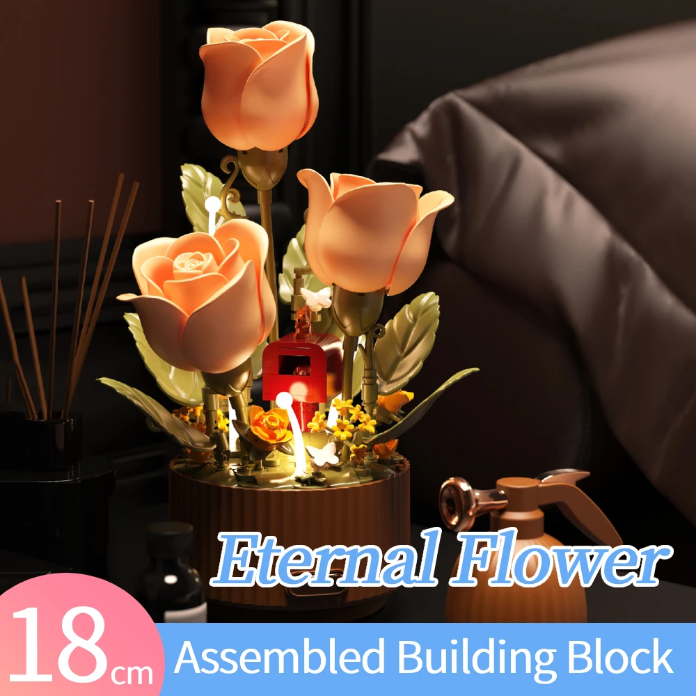 

Eternal Flower Assembled Building Block Romantic Bouquet Building Blocks Set Toy for Birthday Valentine's Day Kids Girls Gift