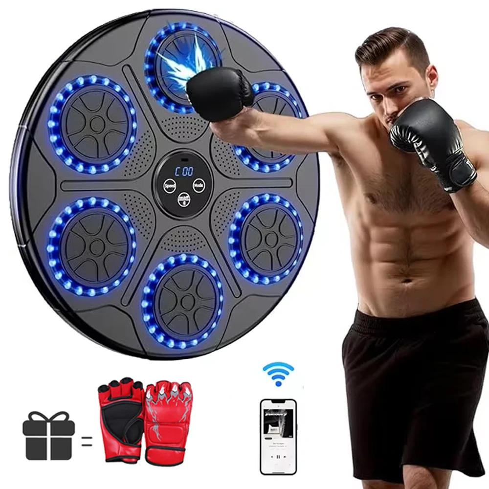 

Интеллектуальный музыкальный боксерский автомат 2025 года для взрослых и детей с боксерскими перчатками, светодиодный дисплей, умный Bluetooth, настенный монтаж для дома