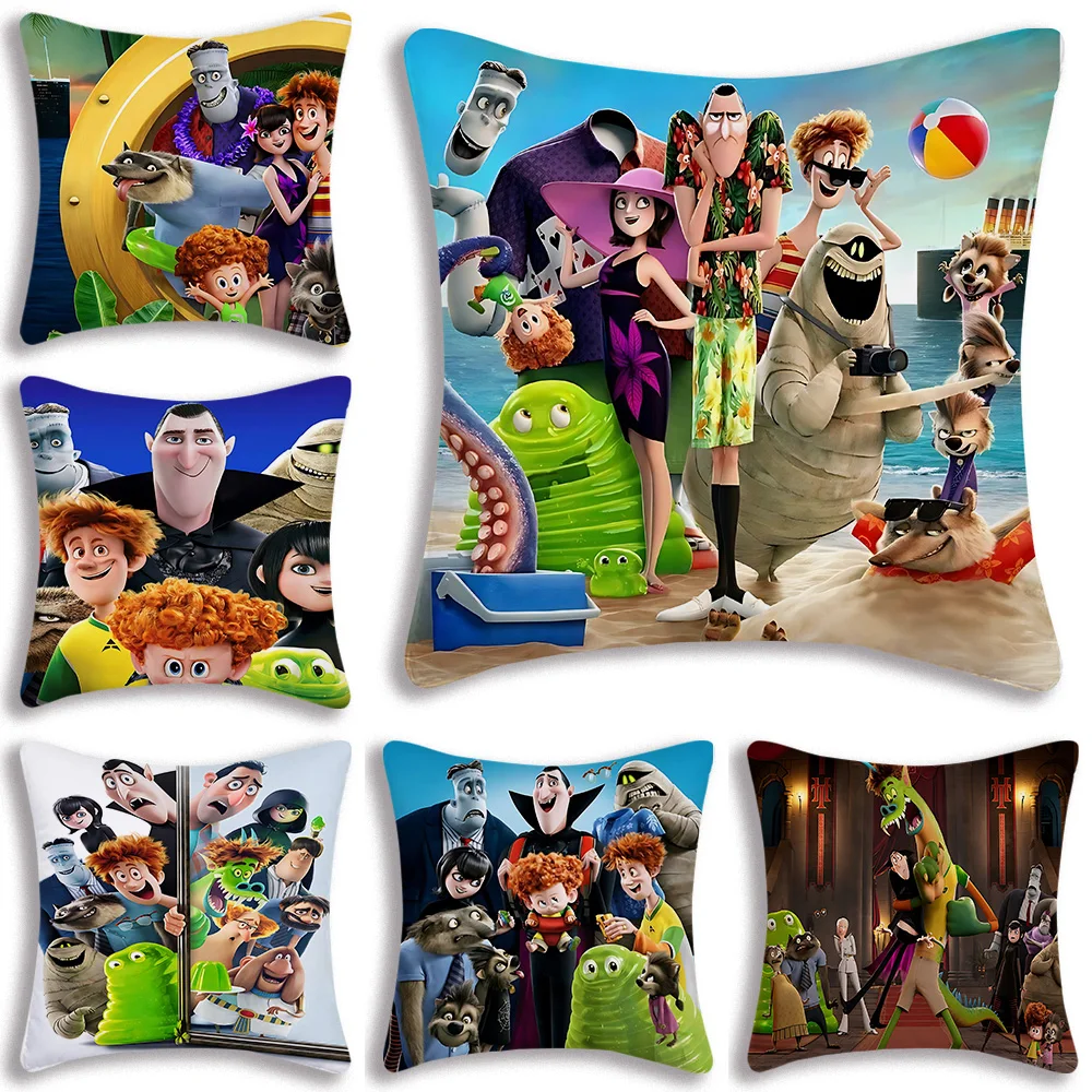 Pillow Covers Cartoon H-Hotel Transylvanias Sofa Decorative Home Double-sided Printing Short Plush Cute Cushion Cover