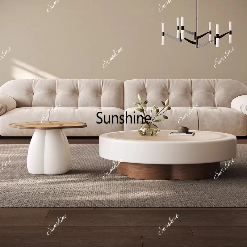 

Italian minimalist bouquet round coffee table combination, creative paint high-end tempered glass