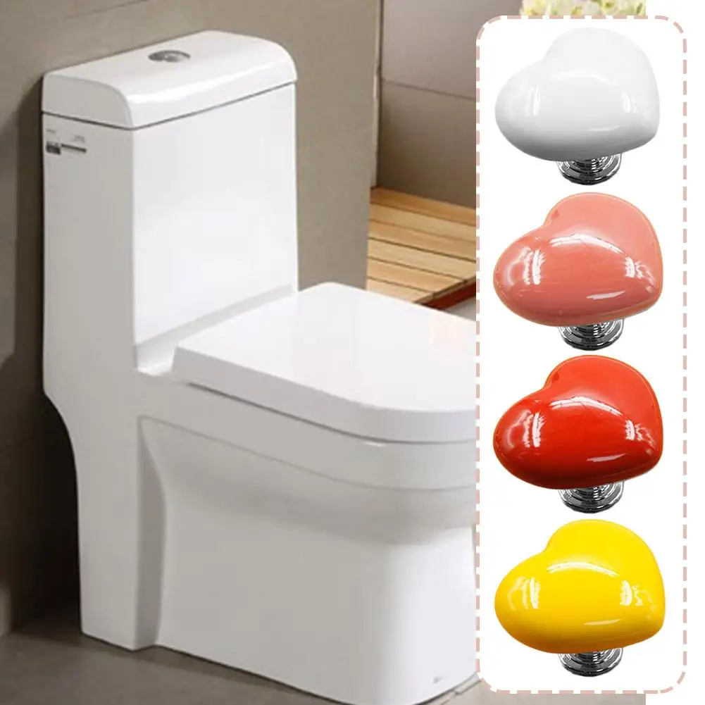 Creative Heart Shaped Toilet Tank Push Button Cute Bathroom Water Flush Switch Decor Modern Home Improvement Tools