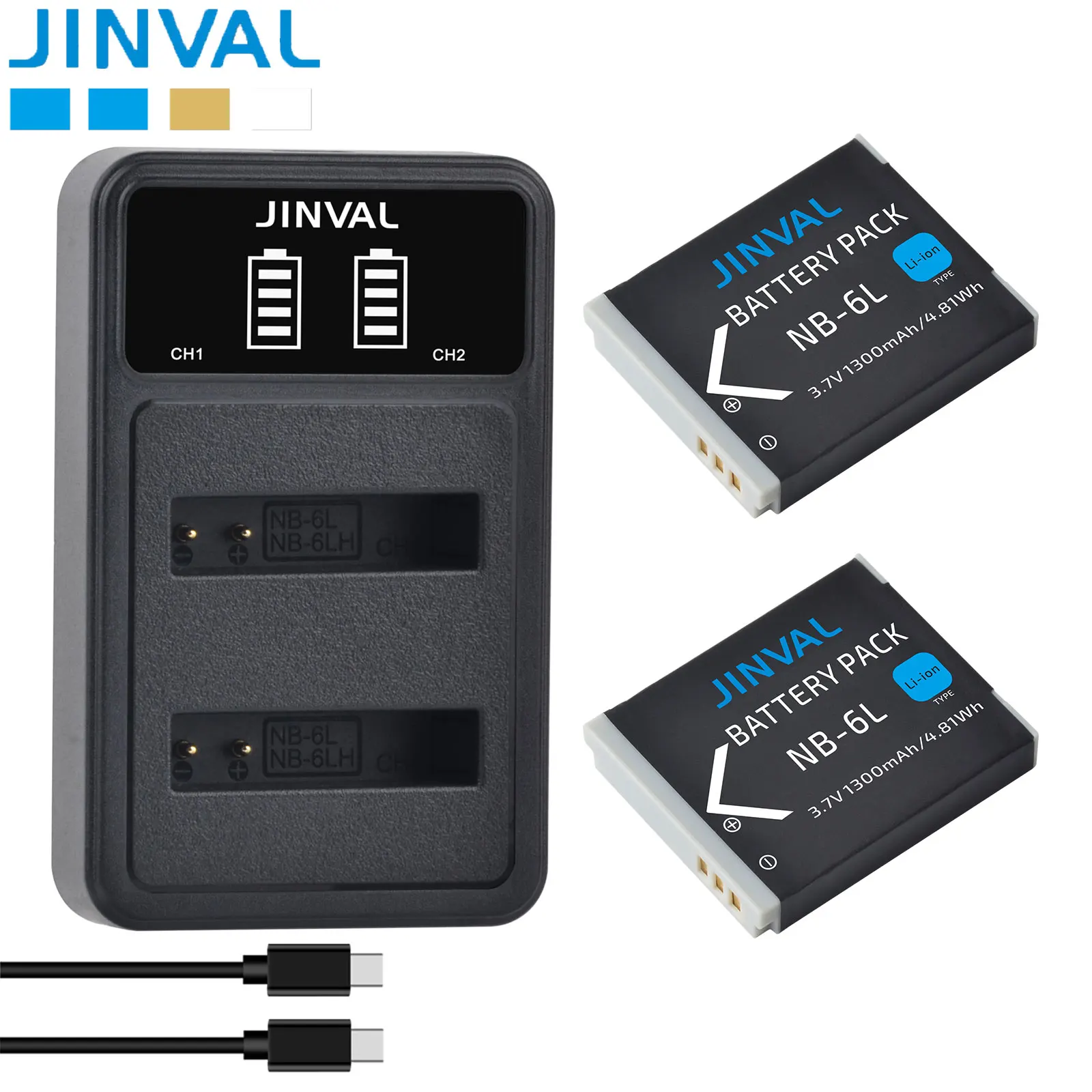 JINVAL 1300mAh NB-6L Battery NB 6L NB6L + PD20W Fast Dual Charger For Canon IXUS 95 IS, 105, PowerShot S95, S120, SX710 HS, D30