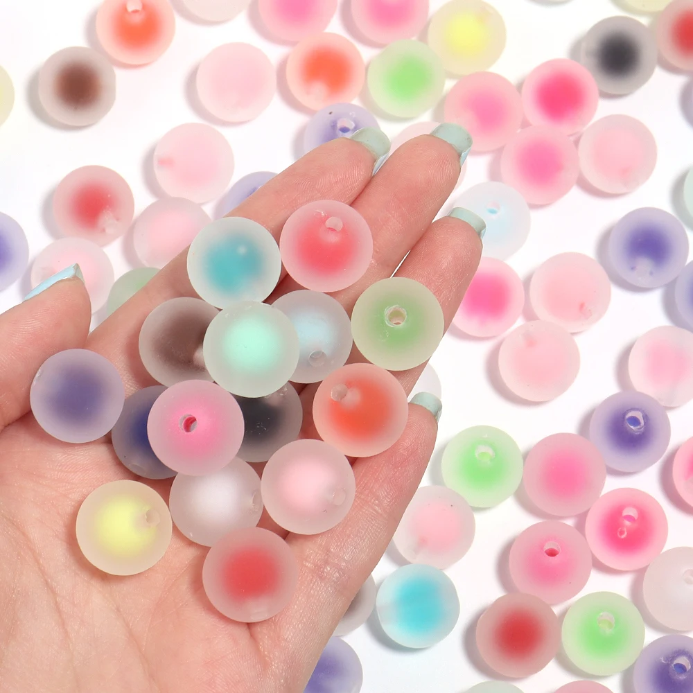 10pcs Acrylic Frosted Beads 16mm Color Matte Round Loose Spacer Bead for Jewelry Making DIY Neckalce Bracelet Supplies Wholesale