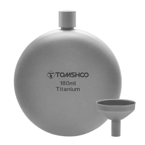 Tomshoo-frasco de titanio de 150ml/180ml con embudo, matraz de vino para whisky y Alcohol, para acampar al aire libre, senderismo, mochilero, viajes, Picnic