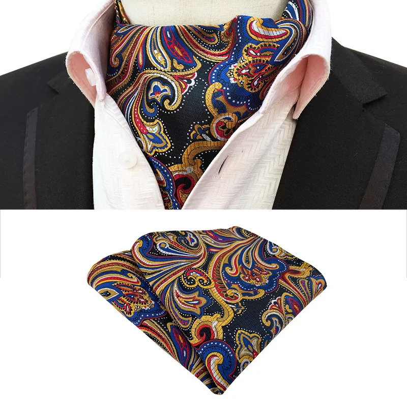 

2PC Tie Men's Polyester Style Scarf Retro Men's Tie Square Scarf Set Business Fashion Trend