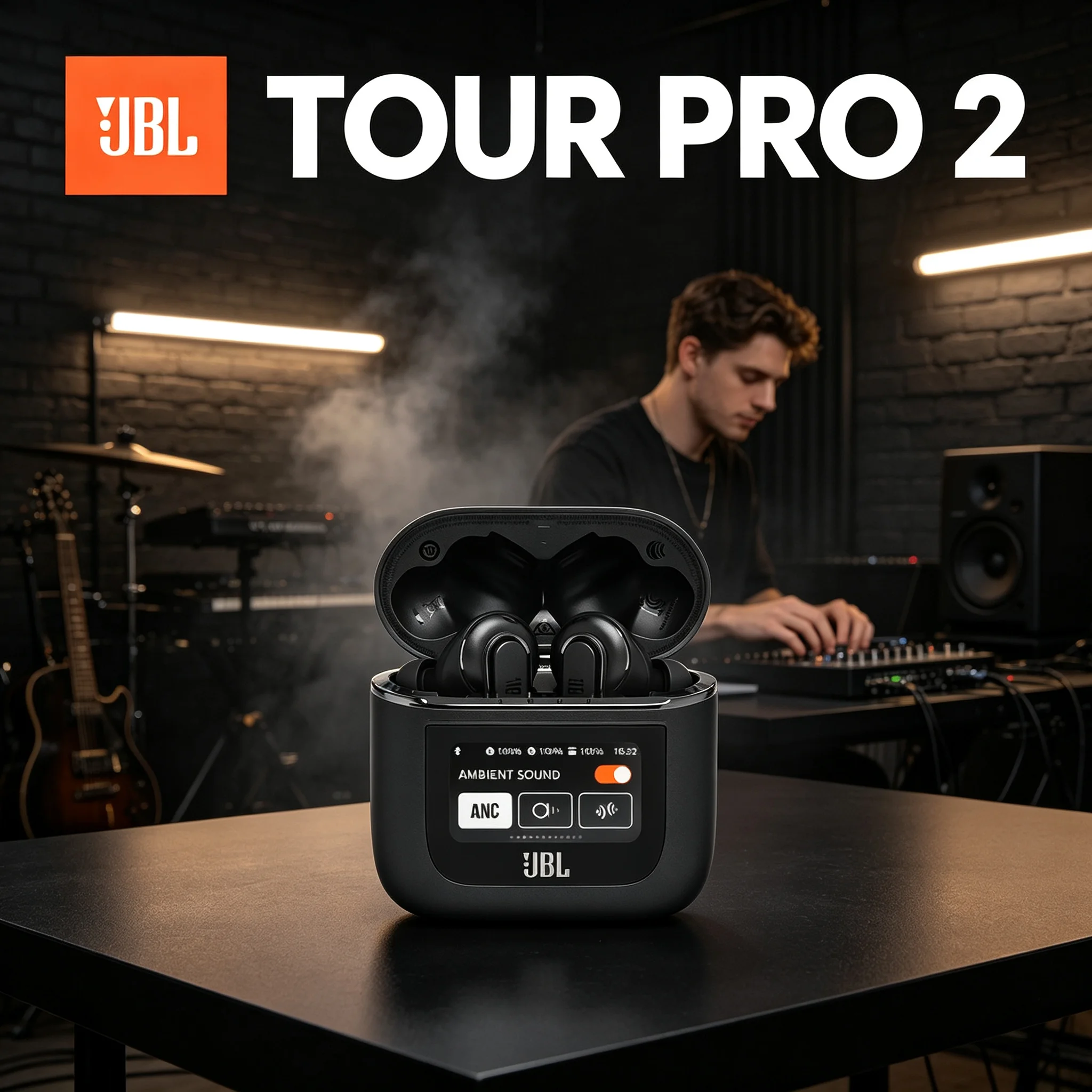 JBL TOUR PRO 2 Bluetooth TWS Earphones, JBL Hi-Res Sound, Ambient Aware Mode, Touch Control, Comfy All-Day Ear Tips