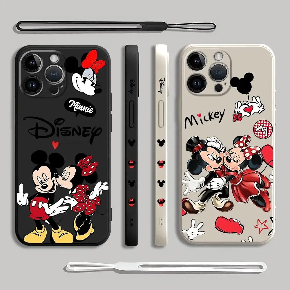 Case for iPhone 12 Pro 13 Mini SE 15 Pro Max 7 8 XS Max XR 14 11 13 Pro 12 Cover Clear Silicone Luxury Disney Mickey Minnie