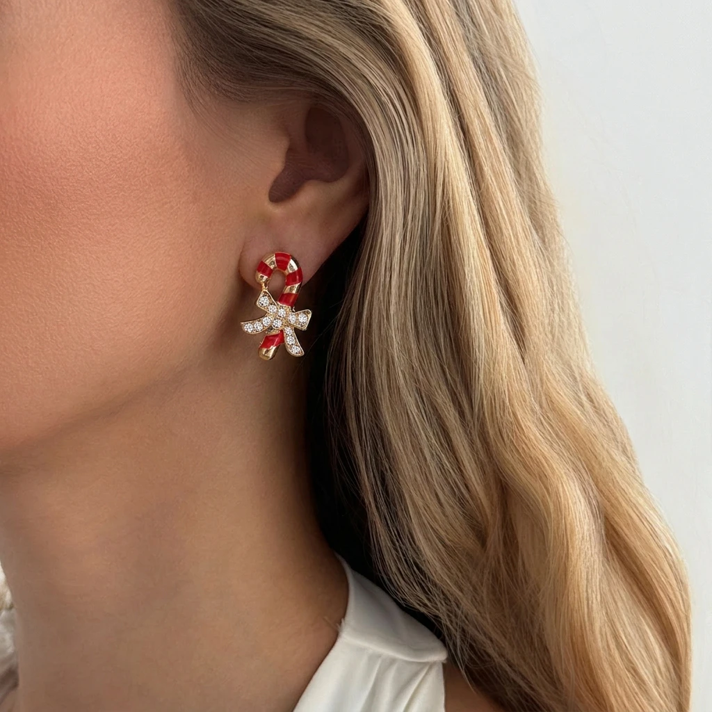 Joyful Christmas Santa Reindeer Gingerbread Stud Earring Set for Women Merry Holiday Rhinestone Earrings Festive  Accessories