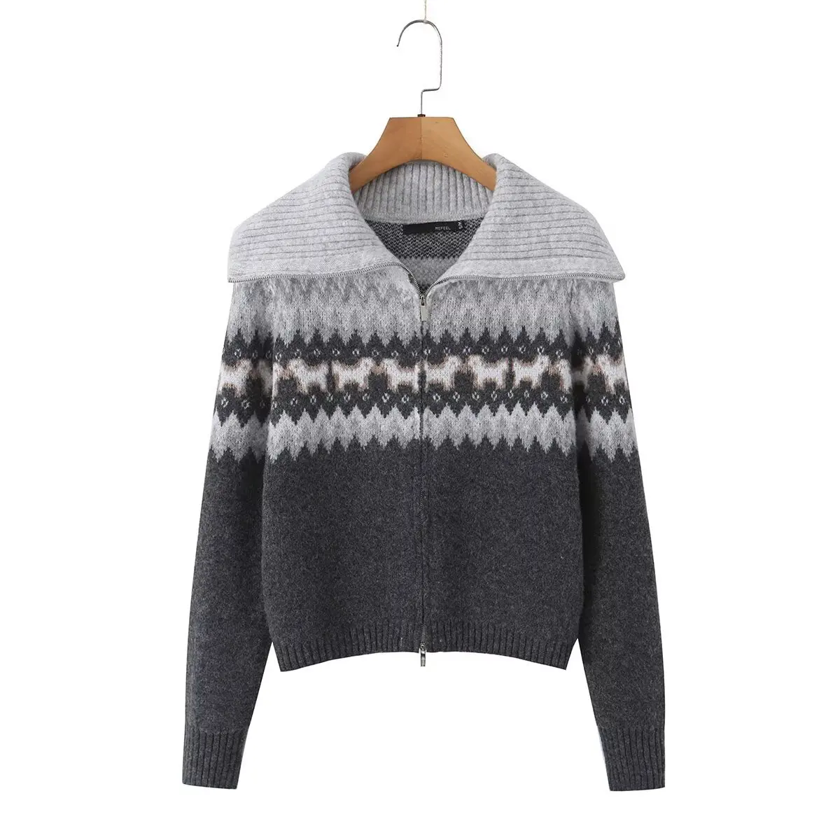 Maxdutti Women's Clothing Autumn 2026 New French Retro Style Gradient Puppy Cardigan Sweater