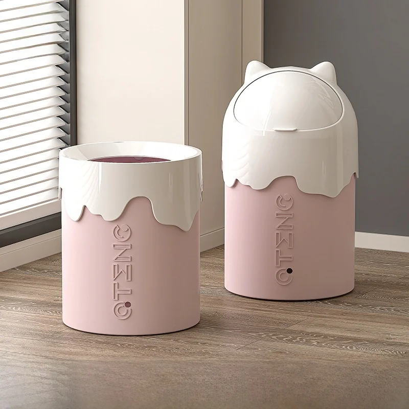 Large Size Creative Trash Can with Lid for Living Room Bedroom Bathroom High Aesthetic Value Storage Bucket Home Dustproof Cover