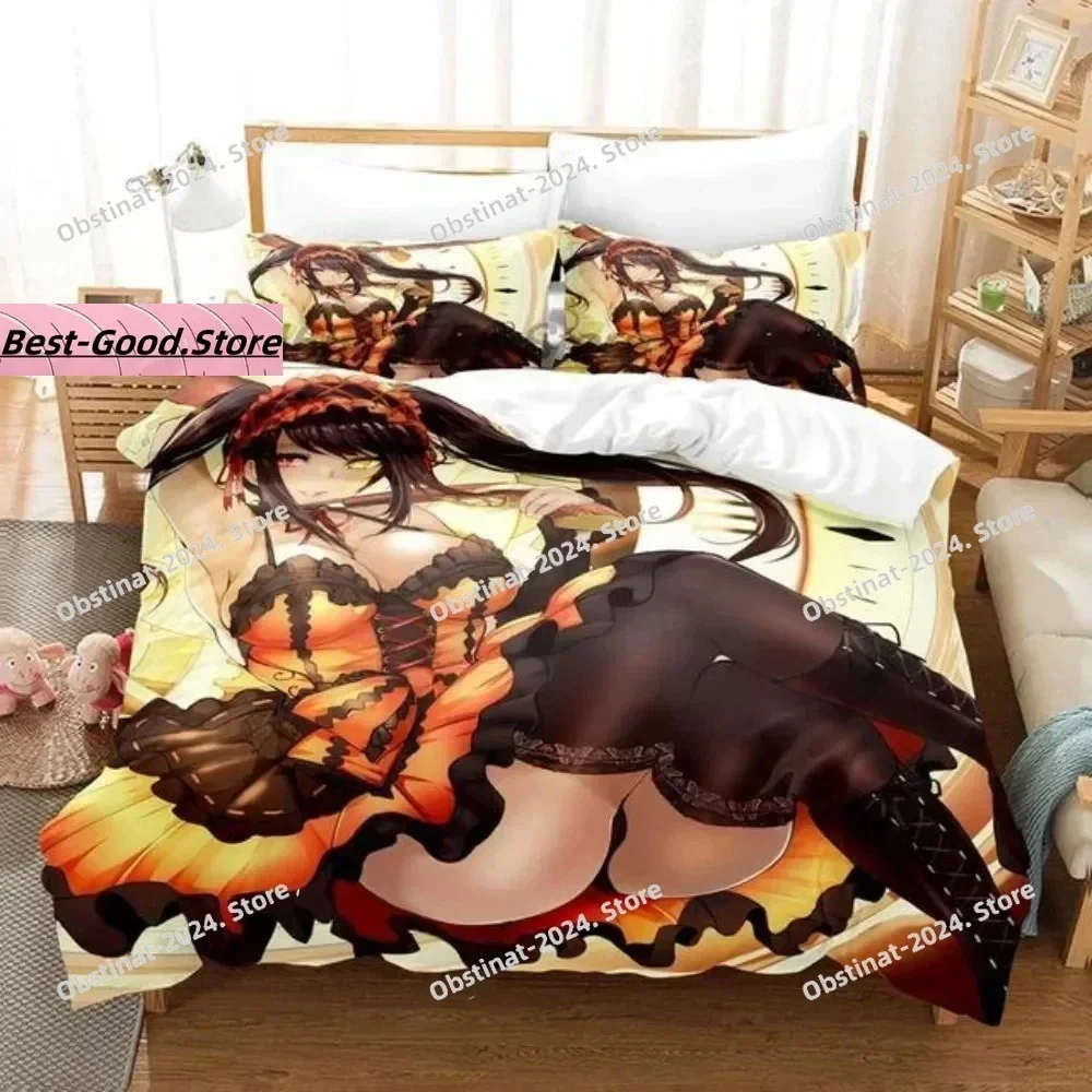 Anime Date A Live Kurumi Tokisaki Bedding set Printed Duvet Cover Pillowcase Single Double Queen Super King Size Sets