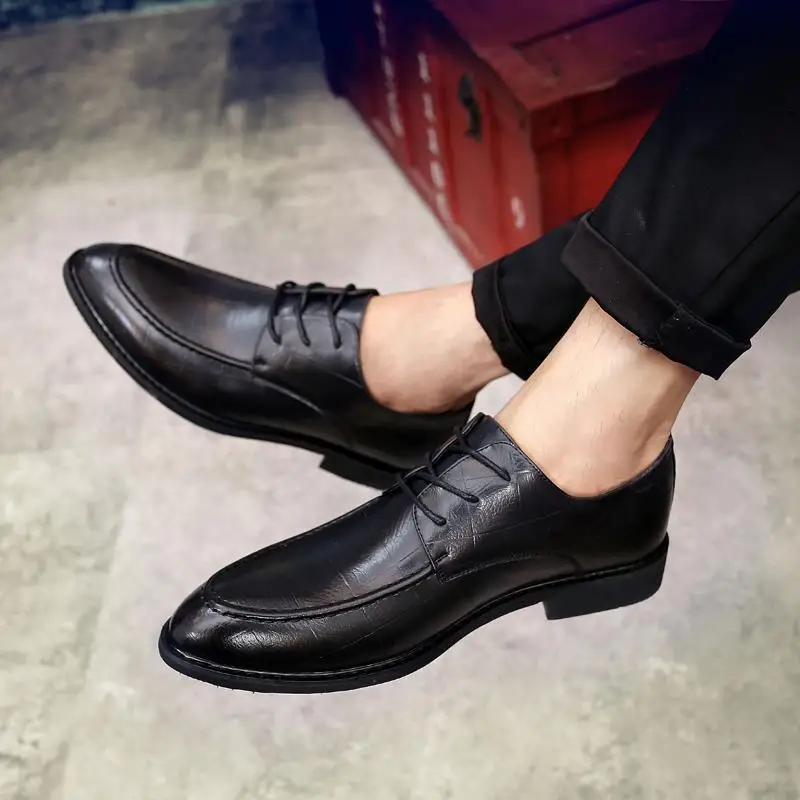 

Elegant Men's Dress Leather Oxford Casual Business Derby Casual High Heels Wedding