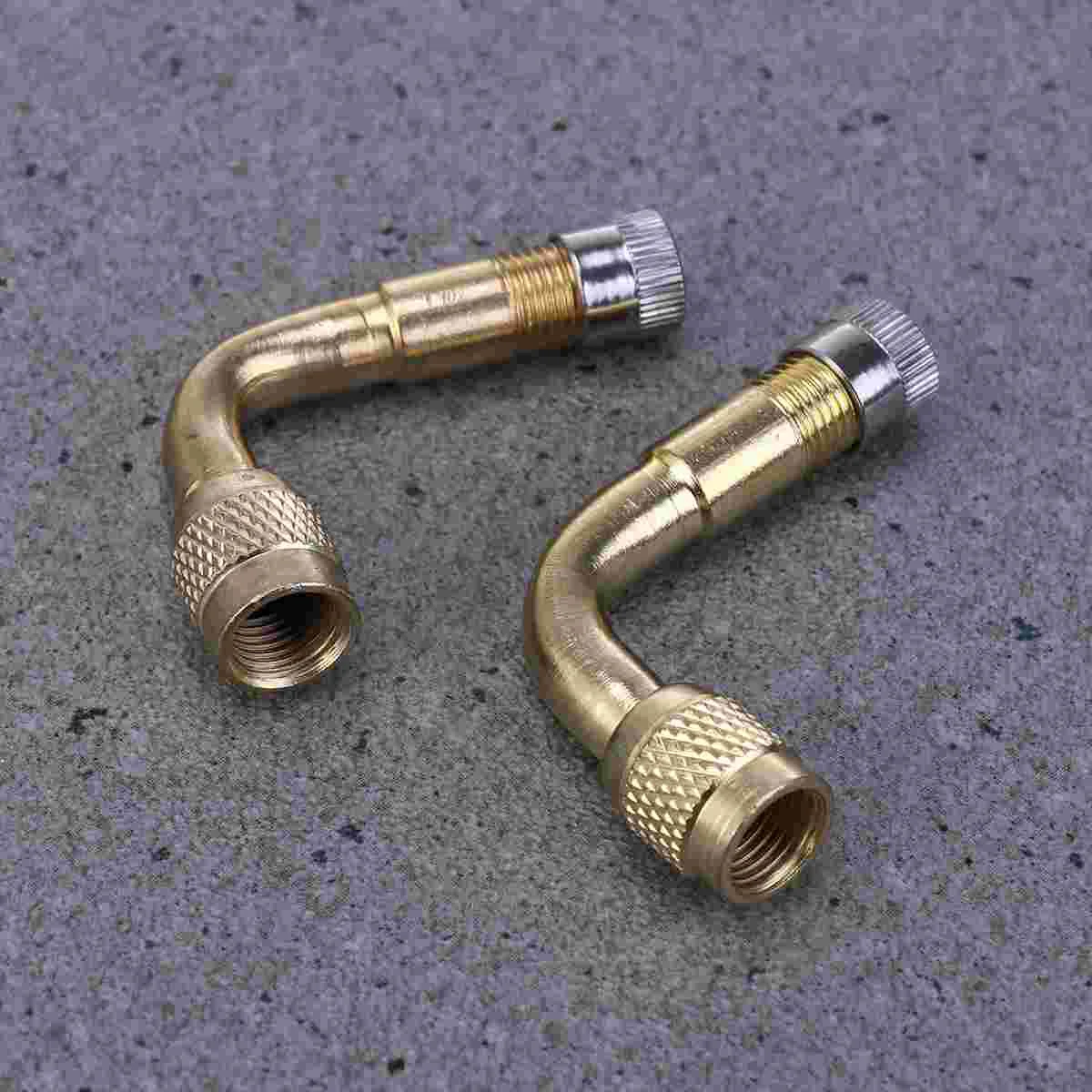 2 Pcs Extension Adapter 90 Degree Stem Schrader Valve Wheelbarrow Wheels Brass Air Car