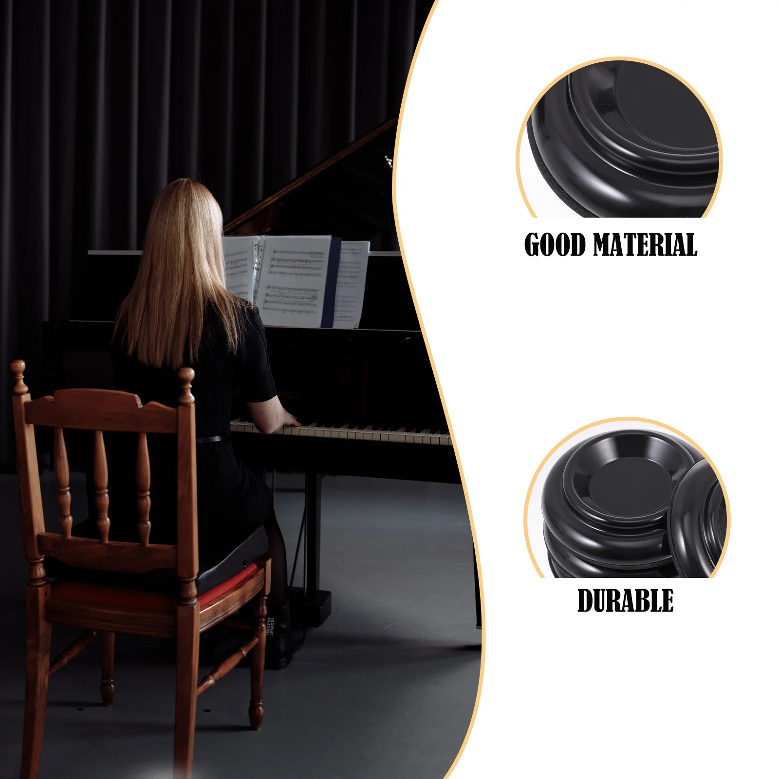 

4Pcs Grand Piano Mat Non-Slip Foot Pads for Floor Protection Wood Tile Carpet Support Pedal Height Piano Accessory Set
