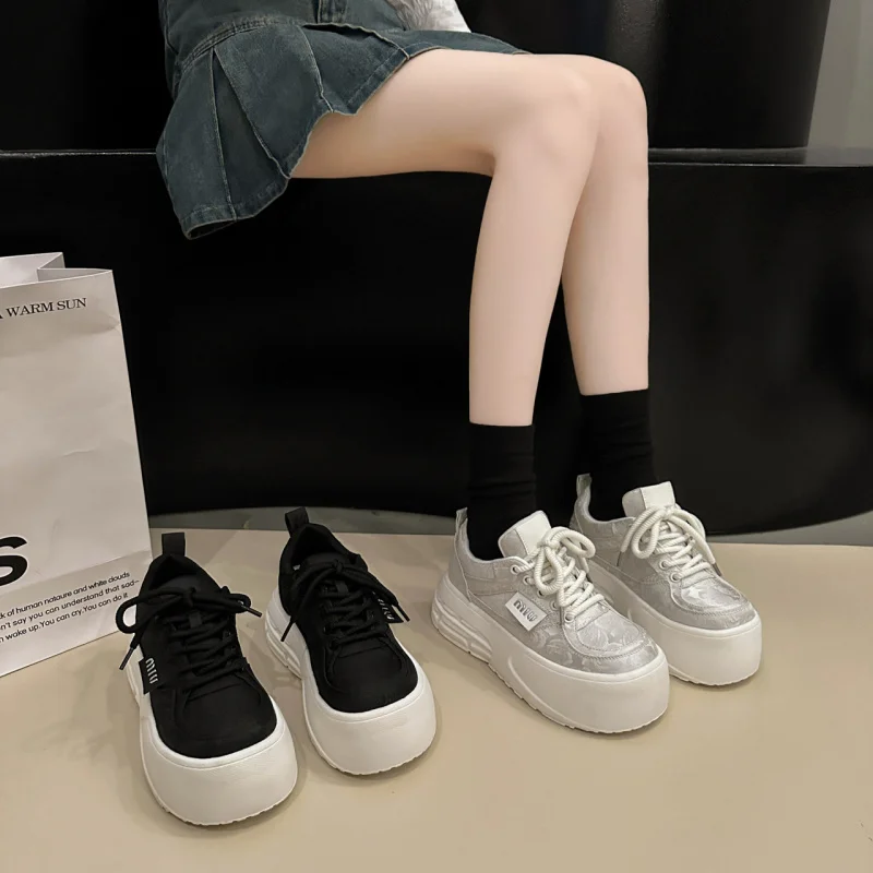 

Platform White Shoes Women2025Spring New Lightweight Height-Increasing Casual Platform Sneakers for Petite Individuals