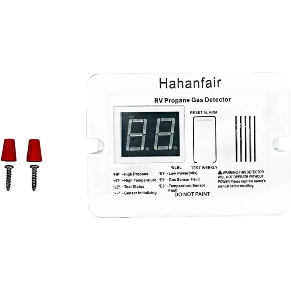 

RV Propane Gas Detector Propane Gas Alarm 85dB Alarm Sound DC 12V Fits for RV Trailers(White Short Style)