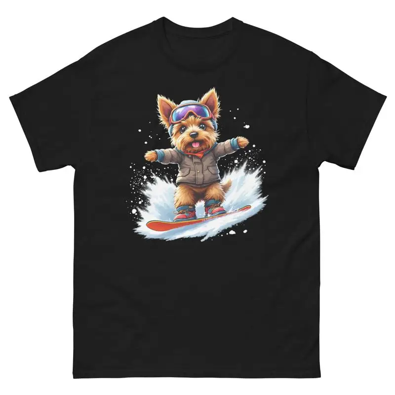 

Yorkie Dog Snowboarding Fun Snowboard Design T Shirt