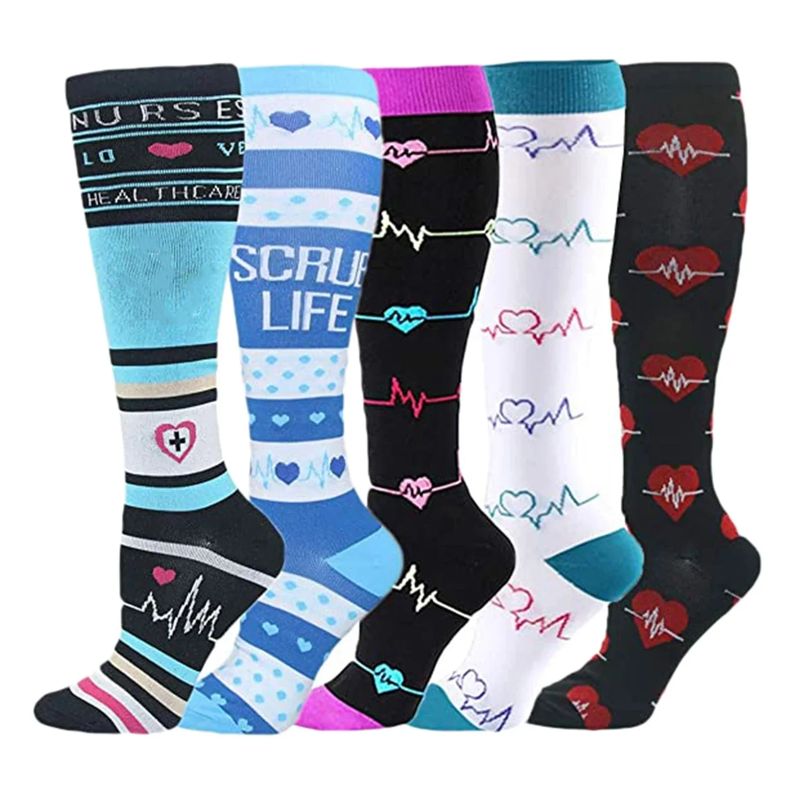 ถุงเท้าการบีบอัดสําหรับผู้ชายผู้หญิงทางการแพทย์ป้องกันเส้นเลือดขอด Anti Fatigue Elastic ฟุตบอลวิ่งรักบี้กีฬาถุงเท้า