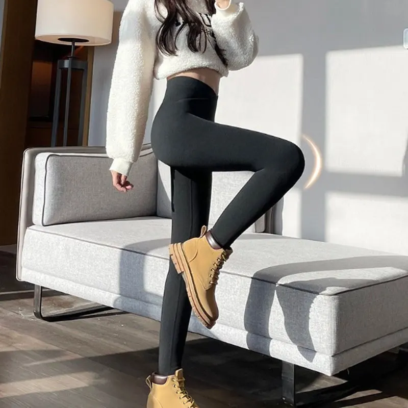 Autumn Winter High Waist Plus Velvet Shark Pants Women Seamless Fleece Warm Leggings Slim Casual Sports Fitness Yoga Leggings image 4