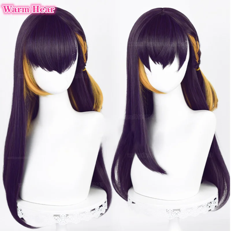 Vtuber NIJISANJI Cospaly OBSYDIA Petra Gurin Cosplay Wig 60cm Long Dark Purple Gray With Braid Heat Resistant Synthetic Wigs