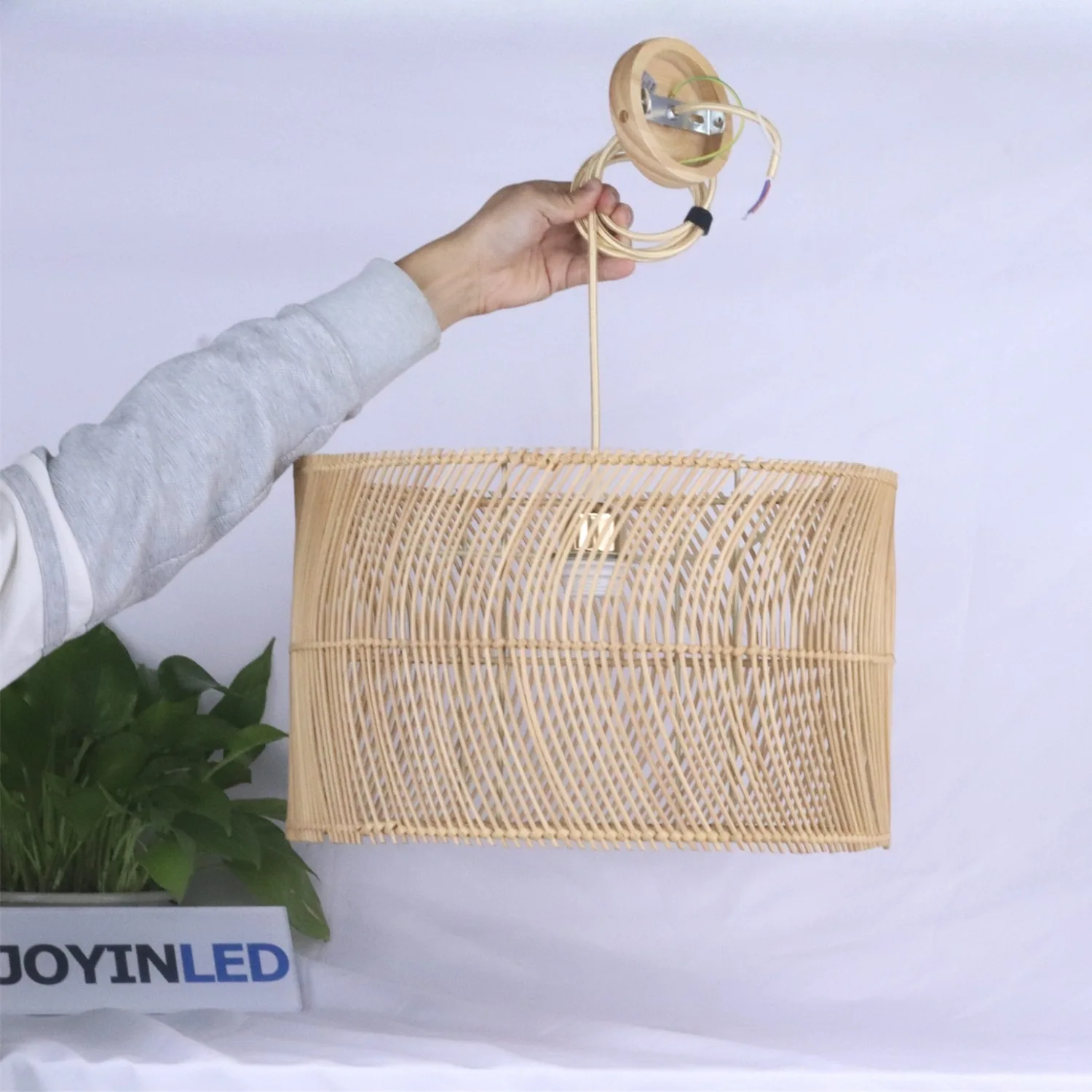 

JOYINLED Wabi Sabi E27 Restaurant Chandelier Retro Vine Wicker Ceiling Hanging Light Living Room Bedroom Rattan Art Pendant Lamp