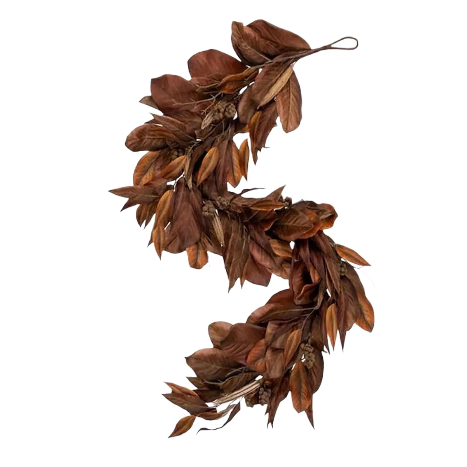 

Осенняя гирлянда-венок из магнолий и сосновых шишек, украшение на все времена года, коричневая гирлянда