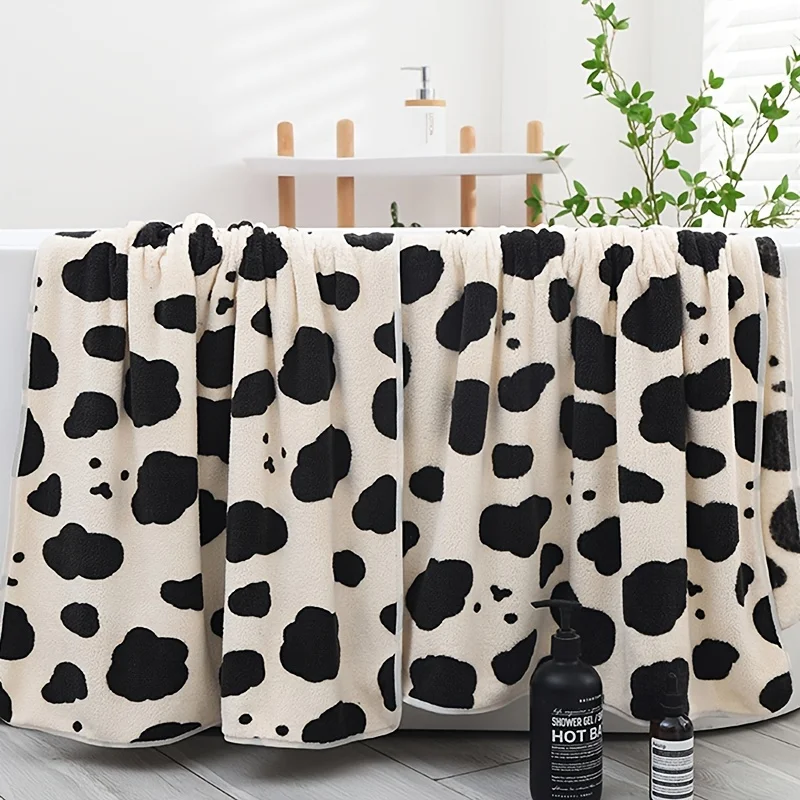 1pc Soft and Absorbent Cow Towels - Fast Drying Microfiber Bath Towels - 35x75cm/13.7x29.5in and 70x140cm/27.5x55.1in Sizes