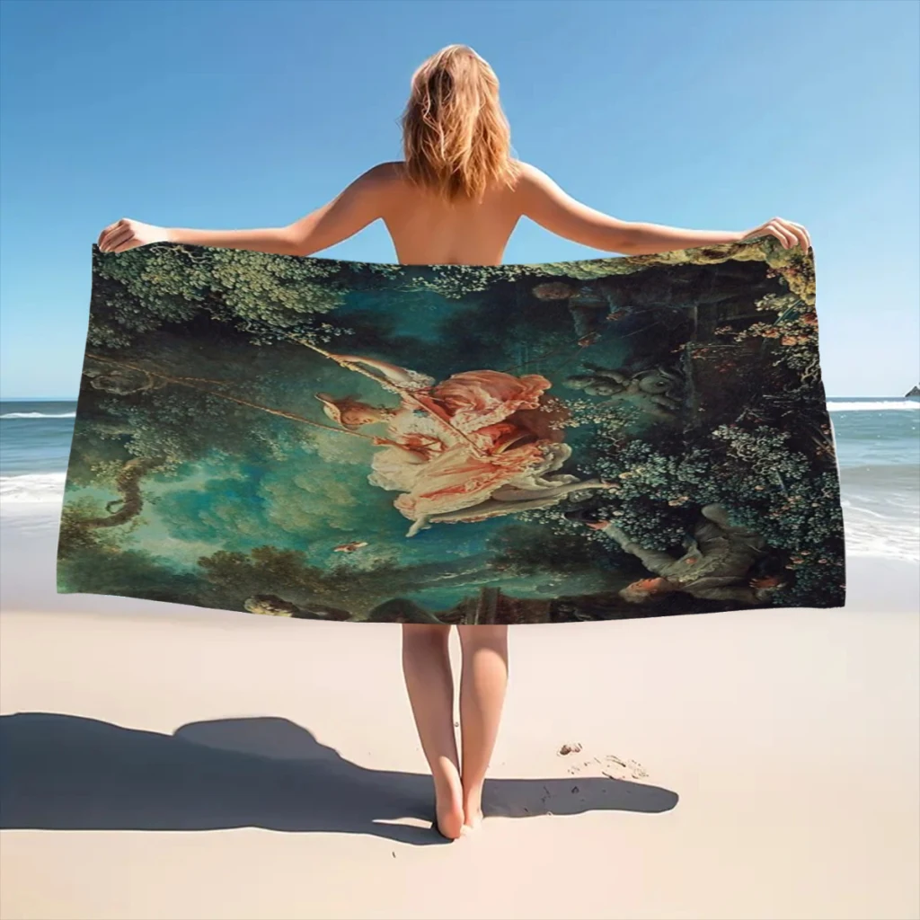 The Swing Painting - Jean-Honoré Fragonard Beach Towel  Poncho Bathing Towels Cover-ups Quick Dry Sand Free Yoga Spa Gym Pool