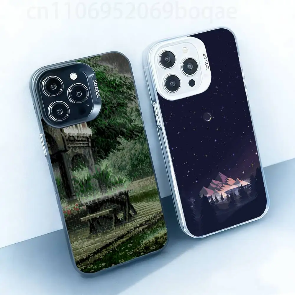 

Pixel Color Art Hard Phone Case for IPhone 17 16 15 14 13 12 11 Pro Max Plus16E X XR XS Max shockproof Full Cover