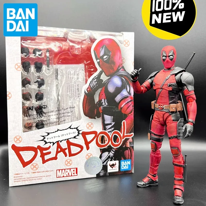 ชุดโมเดลดั้งเดิมของ Bandai ตุ๊กตาขยับแขนขาได้อนิเมะ SHF Deadpool ของเล่นโมเดลของขวัญสำหรับเด็กผู้ชายโมเดลของเล่นสะสม