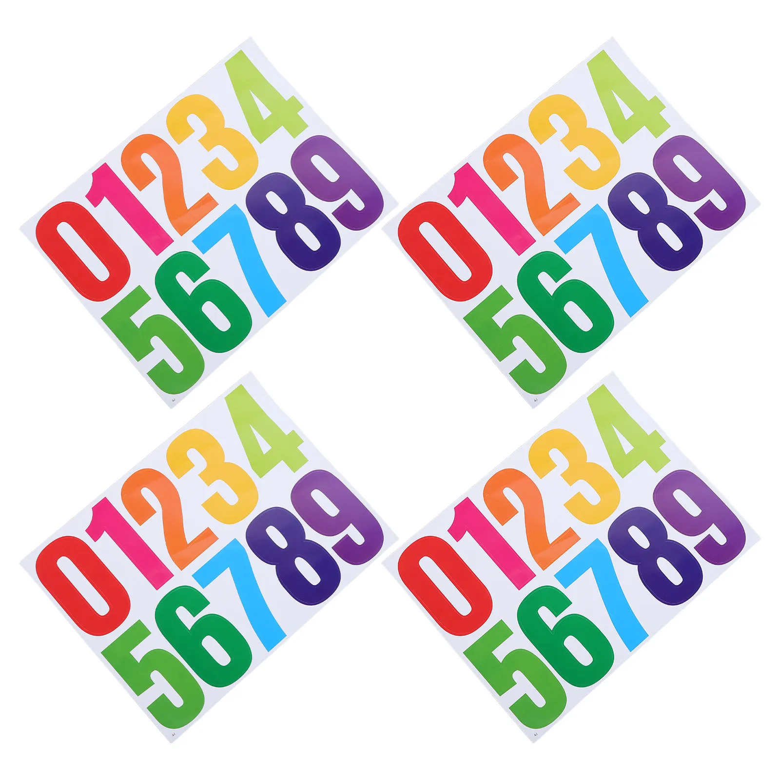 4Sets Number Stickers Waterproof Vinyl High Visibility Colorful Self Adhesive Large 4 Inch for Mailbox Trash Can Warehouse