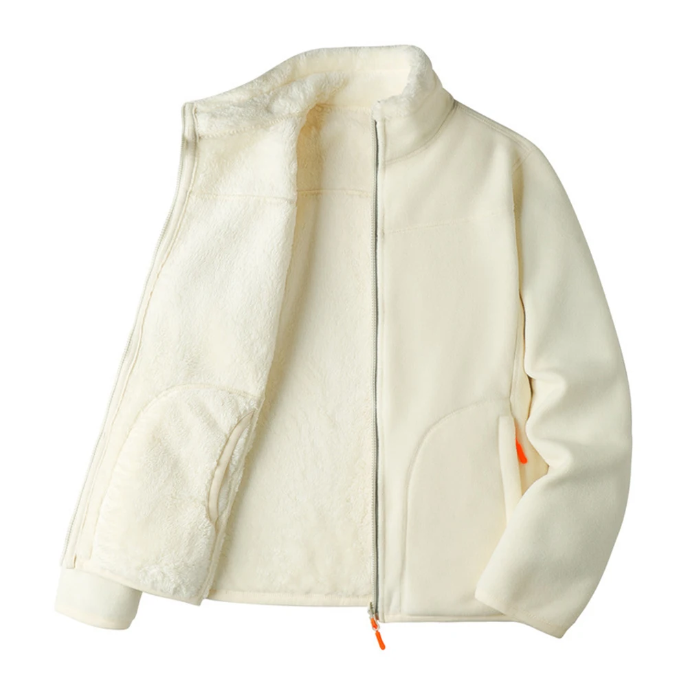 For Cold Weather Protection Men Reversible Jacket Solid Color Outerwear Long Sleeve Design Stand Collar Neckline