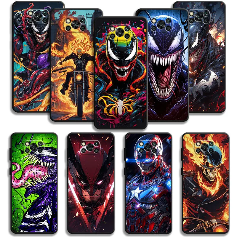 Phone Case For Xiaomi Poco X3 NFC F5 Mi 11T for Huawei P30 P40 for Honor X8a X8 90 for Pixel 7 Pro Marvel Ghost Rider Venom