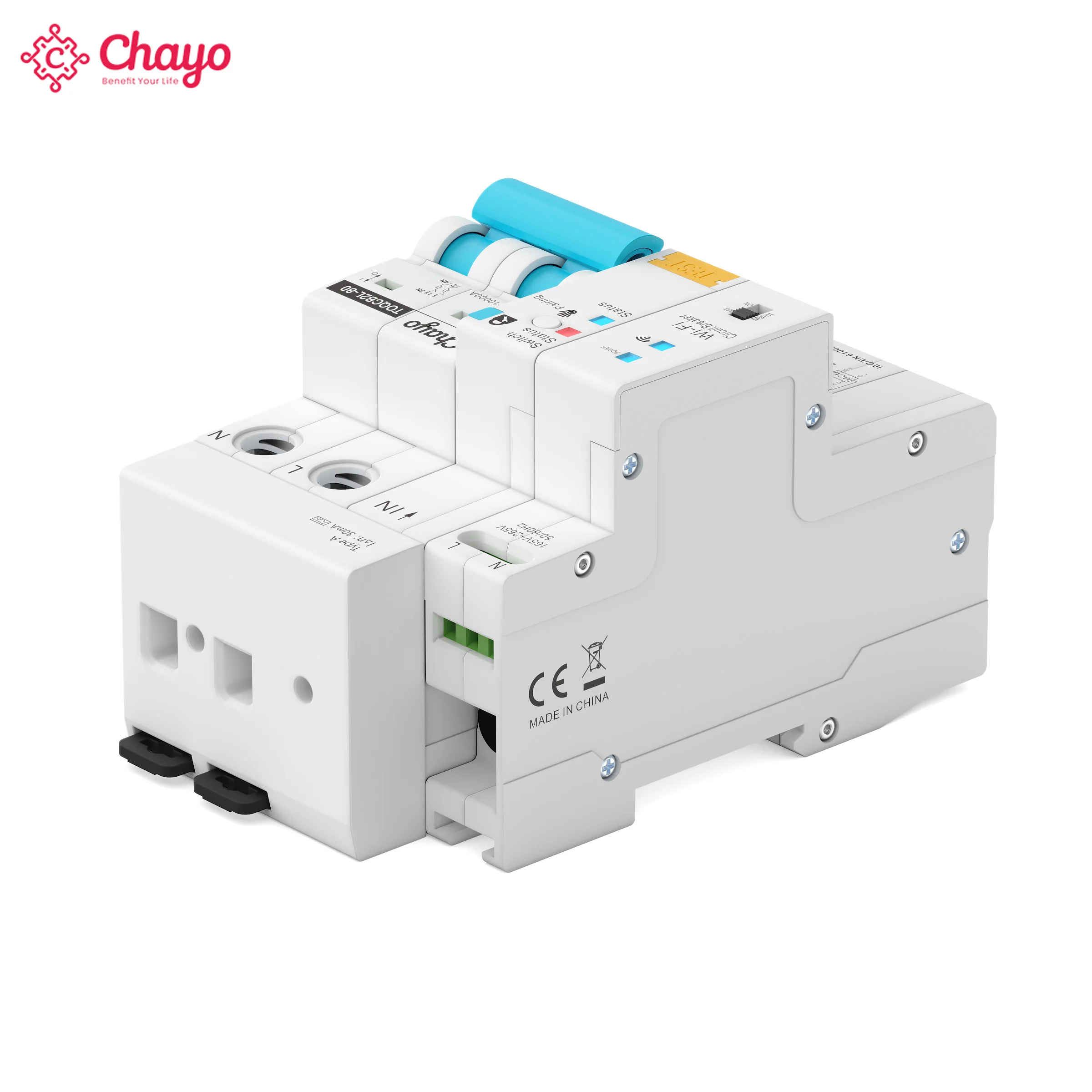 Chayo TypeA Smart WiFi RCBO Circuit Breaker with Power Meter,Auto Reclosing Switch, Tuya Smart Life Remote & Timed Power Control