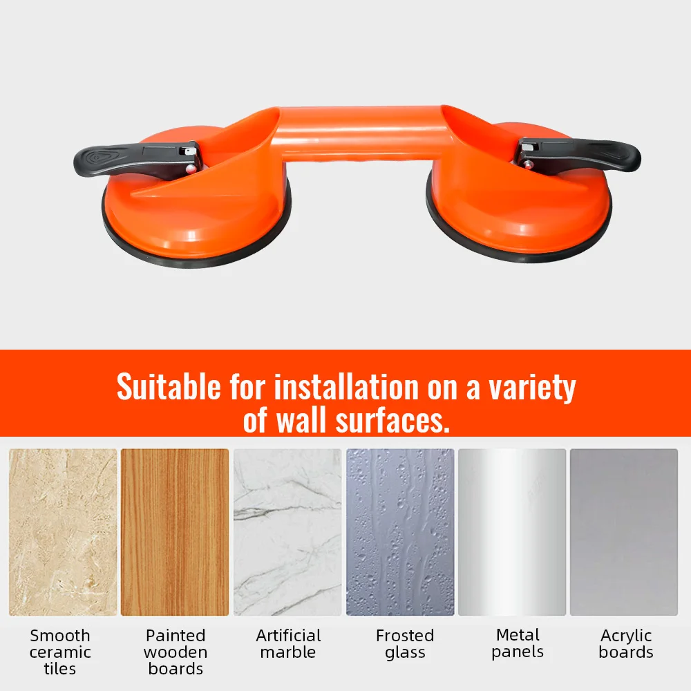 Heavy Duty Vacuum Suction Cups with ABS Handle Design - Multi Cups Glass Lifting Tool for Floor Tile and Car Windshield Repair