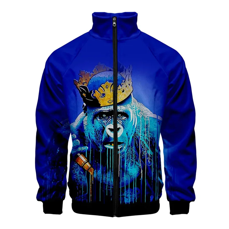 

New Orangutan Funny Apparel 3d Print Stand Collar Jackets Fashion Men Women Zipper Hoodies Jacket Long Homme 3D Sweatshirts Tops