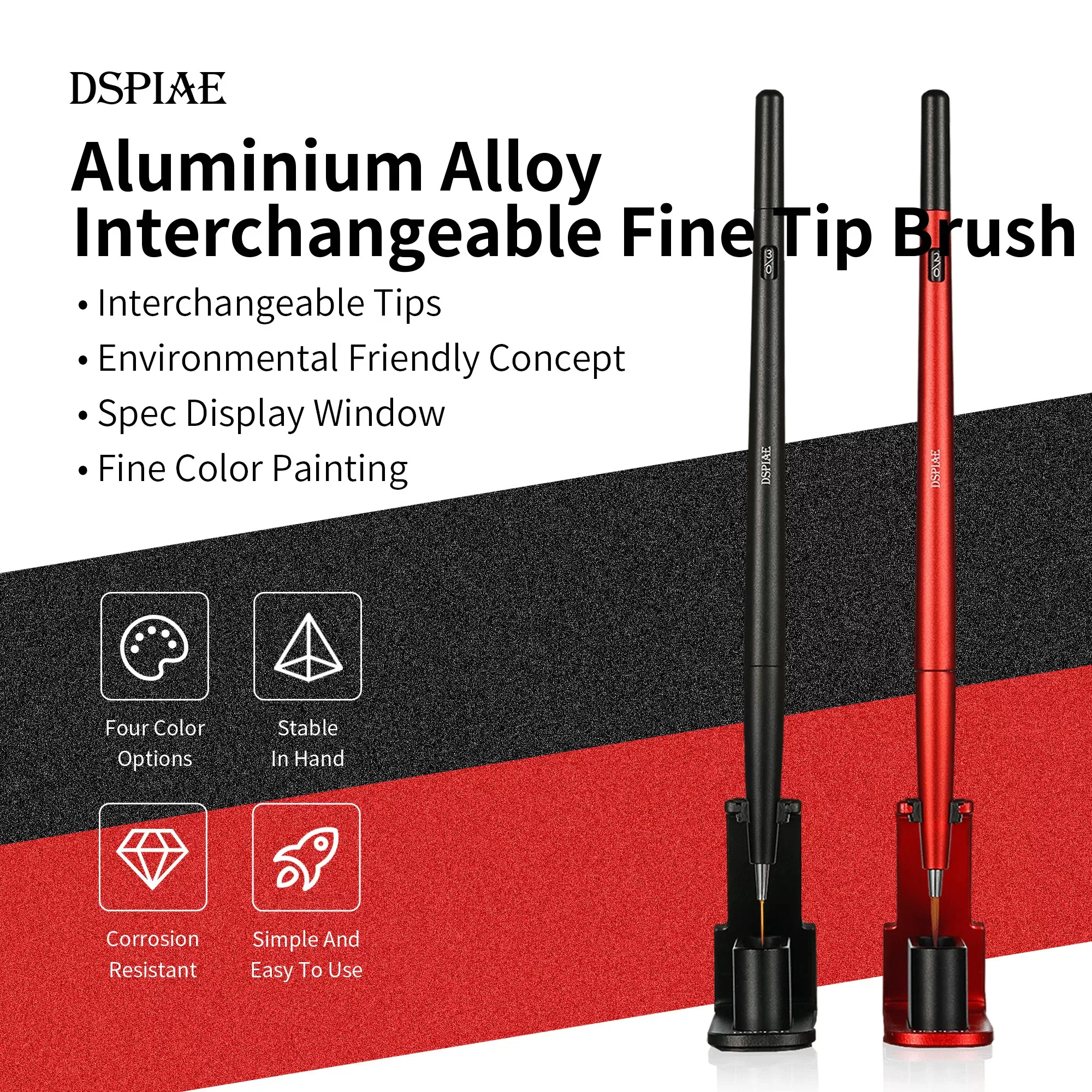 

DSPIAE AT-FB Aluminium Alloy Interchangeable Fine Tip Brush Fine Brush Stand Brush Tips