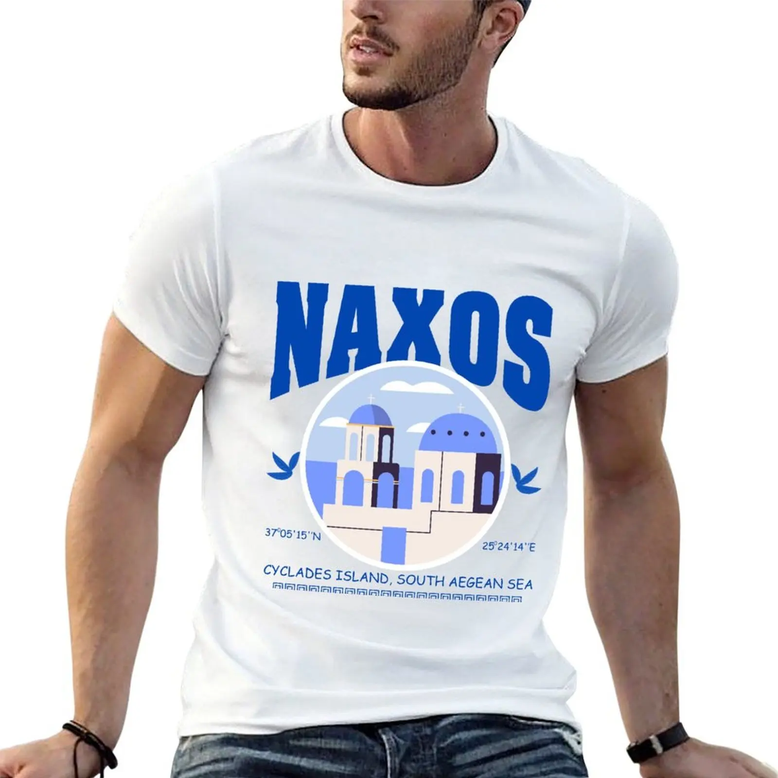 Camiseta masculina Naxos Cyclades Island, pacote de camisetas brancas masculinas, camisetas masculinas lisas, camisetas masculinas de alta qualidade, marca de luxo.
