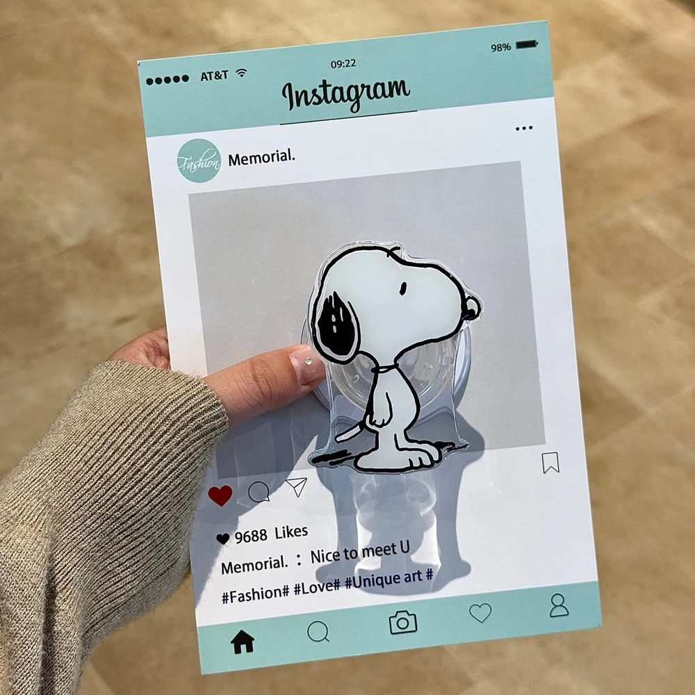 Cute Snoopy Charlie Brown For Magsafe Magnetic Phone Griptok Grip Tok Stand For iPhone Samsung Foldable Wireless Charging Holder view 5