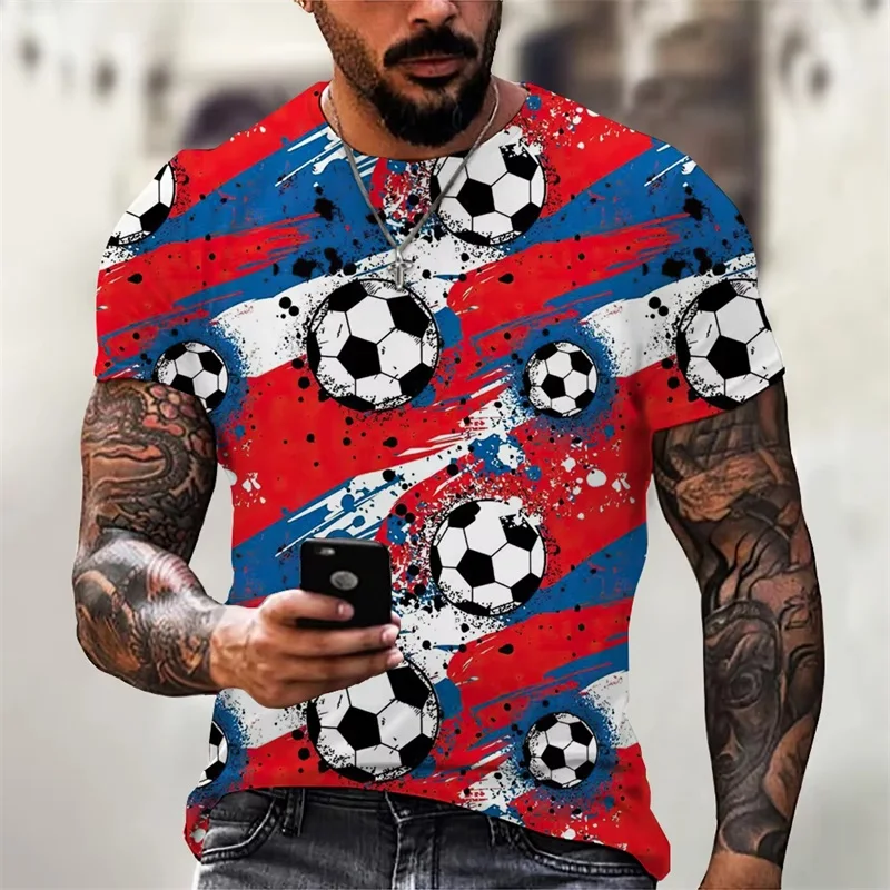 3D Printed Football Graphic T Shirt For Men New In Summer Short Sleeve Oversized Tee Shirts Children's Sport T Shirt Tops