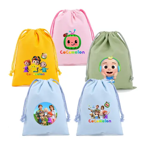 Cocomelons Drawstring Bag Cartoon Party Gift Candy Storage Bags Soft Handbag Boys Girls Adult Portable Things Organizer Pouch