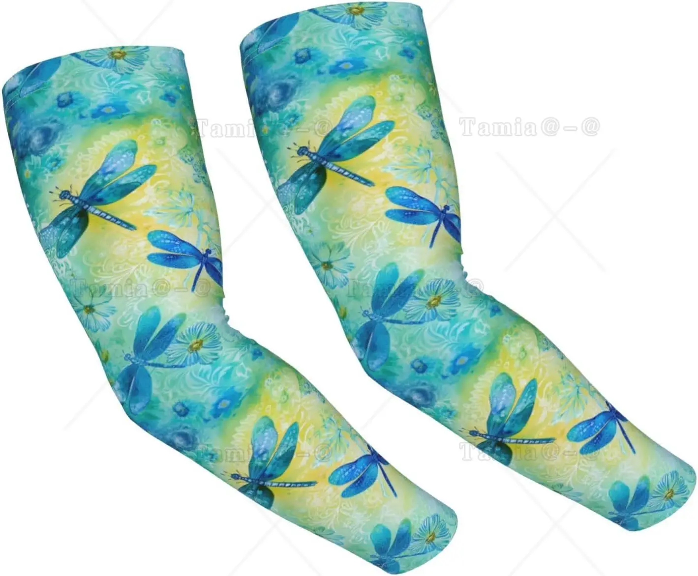 Watercolor Dragonfly Floral Cooling Protection Cooling Arm Sleeves For Men Women Uv Compression Cooling Sleeve For Sports