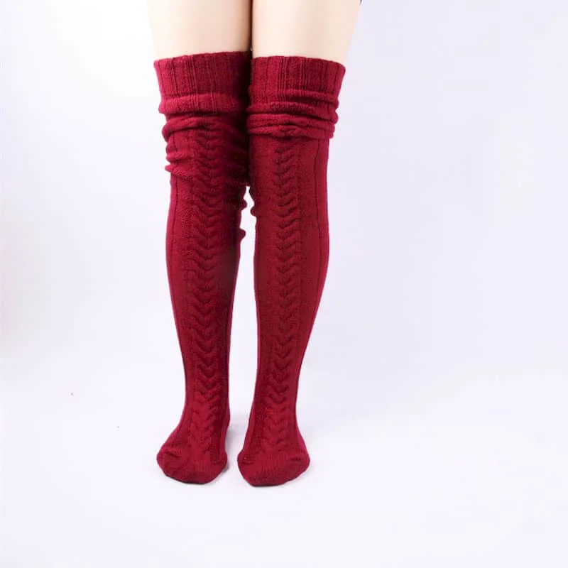 Harajuku Leg Warmers Solid Thickened Leg Warm Knee High Socks 2024 New Autumn and Winter Wool Knitted Long Tube Floor Pile Socks