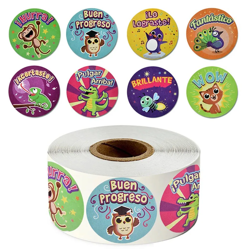 

100-500pcs Cute Toy Spanish Encouragement Reward Stickers Super Well Kids Kindergarten Teaching Material Stationery Decal