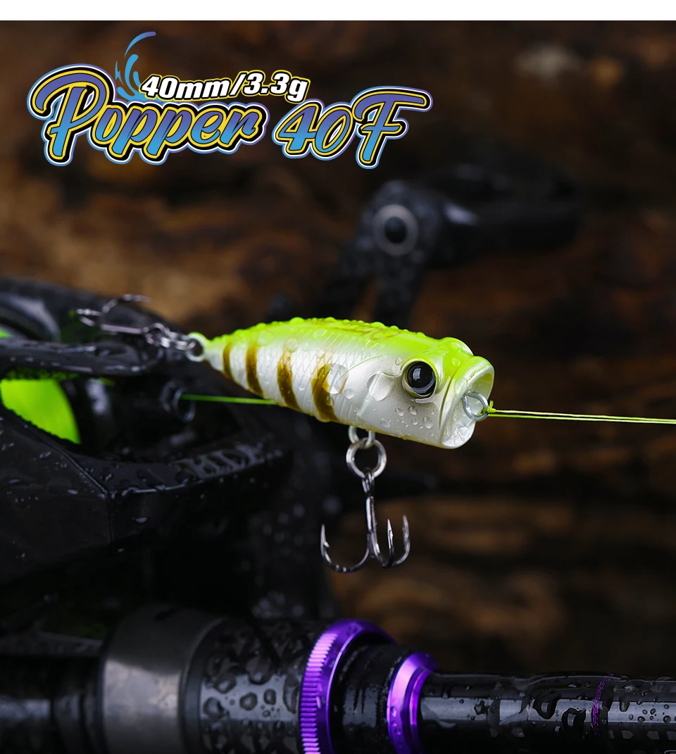 TSURINOYA 4 cm 3,3 g Angelköder Topwater Popper CATCHER 40F Hundespaziergang Action Harter Köder Leichtes Spiel Bass Rockfish Großes Mausmodell – Detail 8
