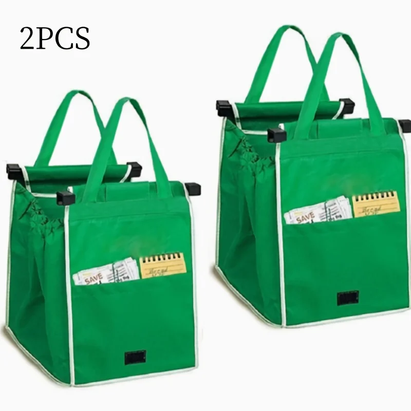 2/4 Pack Foldable Non Woven Shopping Tote Handles And Clips Portable Durable Storage Supermarket Travel Holiday Grocery Shopping