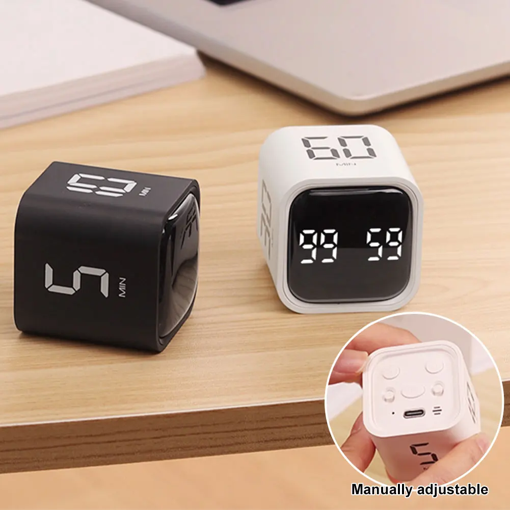Productivity Cube Timer Mute Vibrate and Adjustable Sound Alert Mini Digital Timer Electronic Timer for Tasks Work Study Kitchen